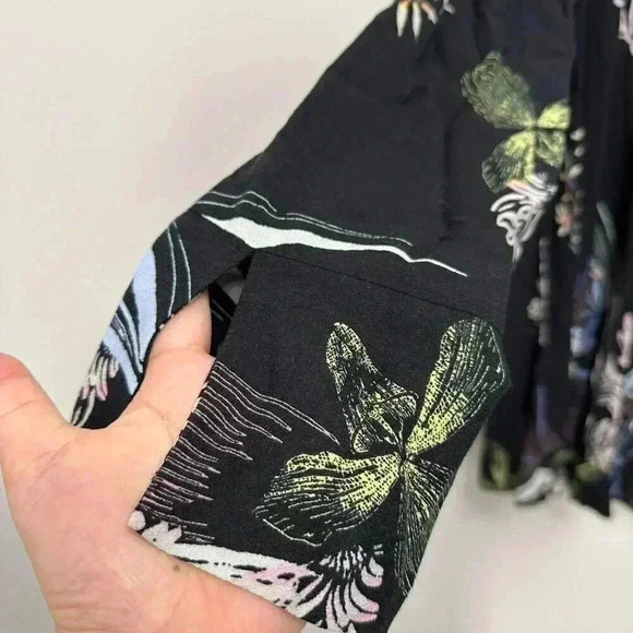 Free People  Clear Skies Printed Cold Shoulder Tunic Floral Boho Black Women's M - Picture 6 of 14